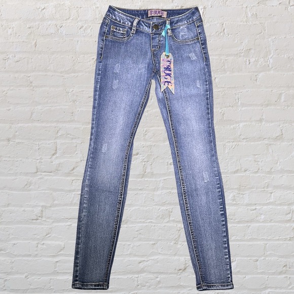 Truce Skinny Jegging‎ Jeans Juniors Size 0 24x29 Distressed Stretch Grunge NWT - Picture 1 of 12